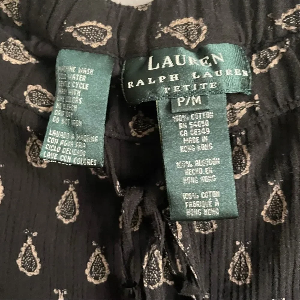 Lauren Ralph Lauren Floral Maxi Fare Skirt Paisley Elastic Waist Cotton Sz.MP